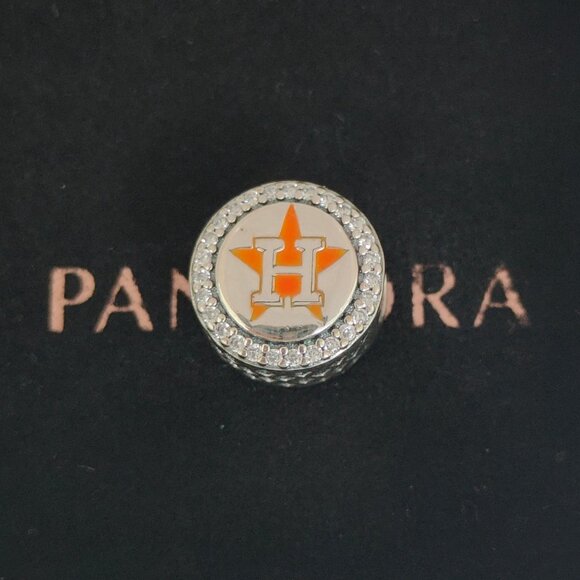 Pandora Houston Astros Baseball Charm Bead Exclusive S925 Silver with box - Picture 1 of 7